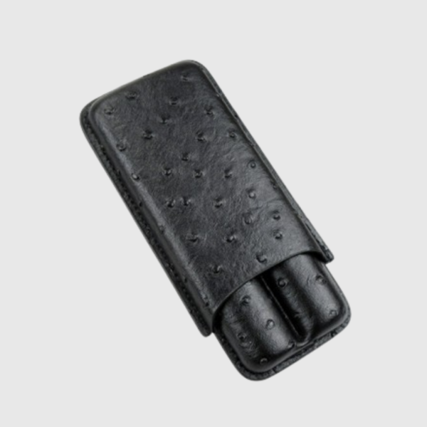 2 Cigar Leather Case Black